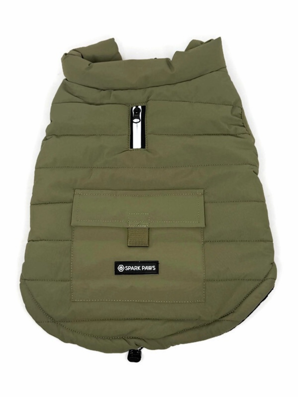 Green Quilted Dog Puffer Coat with Fleece Lining